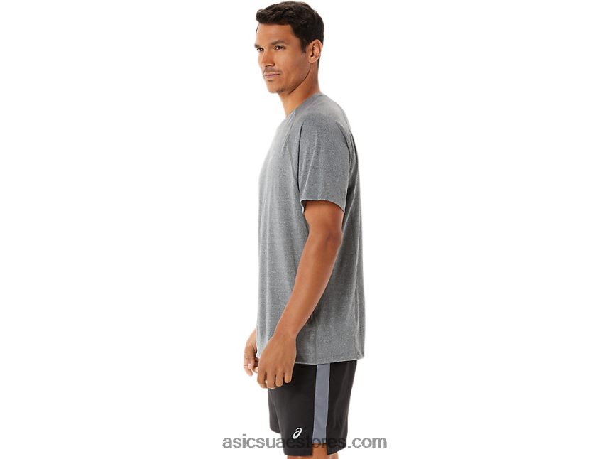 Asics هيذر رمادي غامق مجموعة لايت جاهزة للرجال بأكمام قصيرة 2N24DJ1418