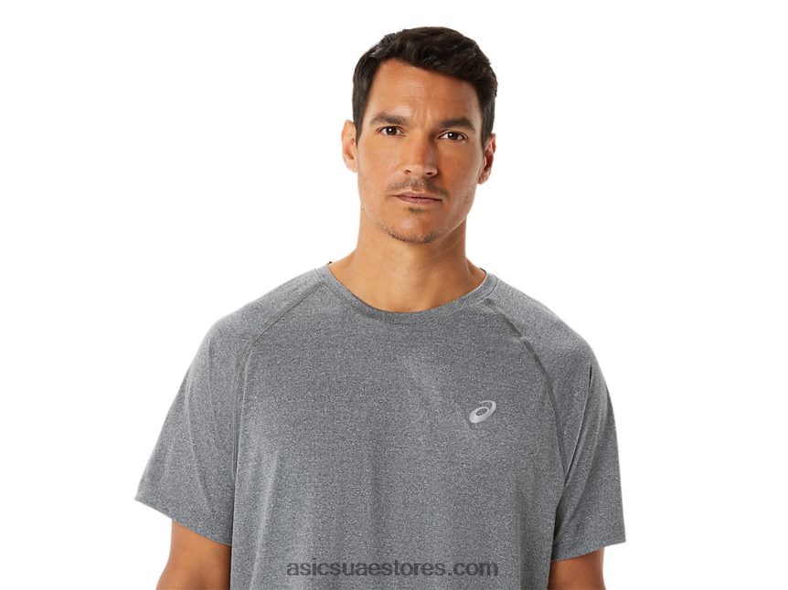 Asics هيذر رمادي غامق مجموعة لايت جاهزة للرجال بأكمام قصيرة 2N24DJ1418