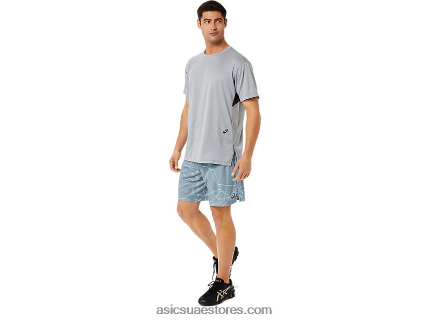 Asics هيذر الصخر الصخري توب رجالي بأكمام قصيرة وطبعة جل كول 2N24DJ1421