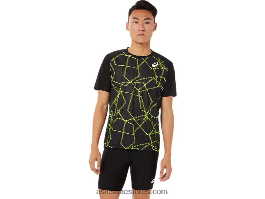 Asics أسود الأداء قميص قصير الأكمام خفيف للرجال 2N24DJ1444