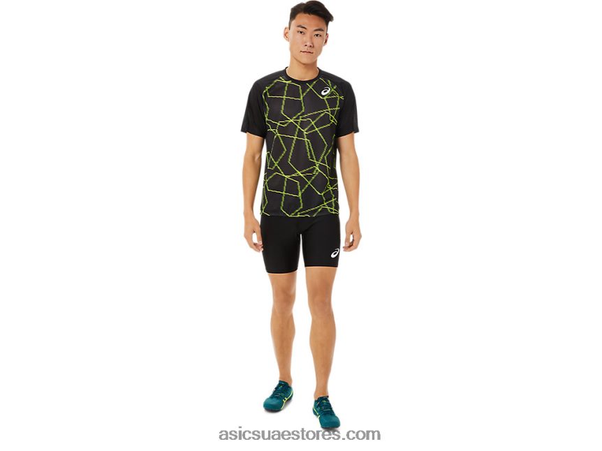 Asics أسود الأداء قميص قصير الأكمام خفيف للرجال 2N24DJ1444