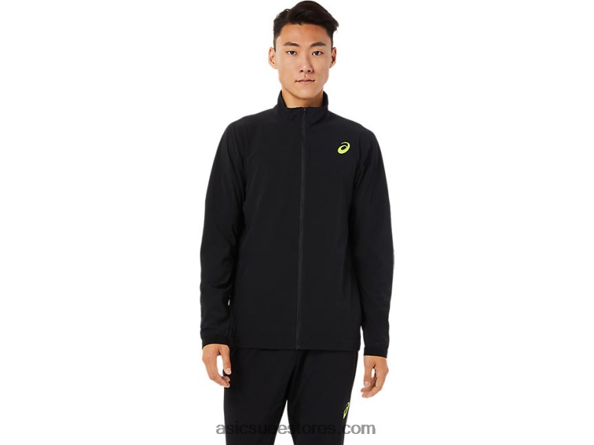 Asics أسود الأداء سترة منسوجة تمتد للرجال 2N24DJ1450