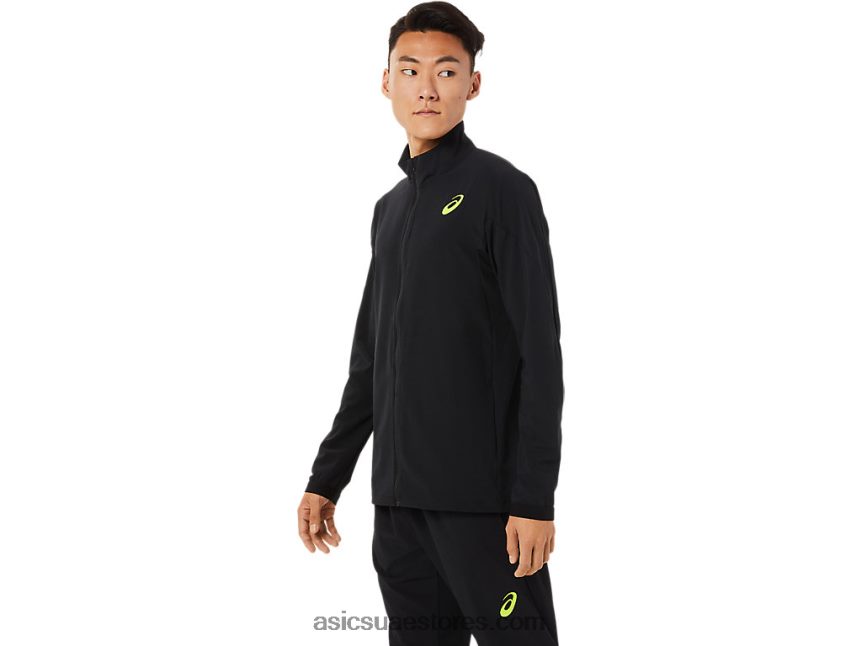 Asics أسود الأداء سترة منسوجة تمتد للرجال 2N24DJ1450