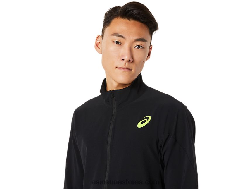 Asics أسود الأداء سترة منسوجة تمتد للرجال 2N24DJ1450