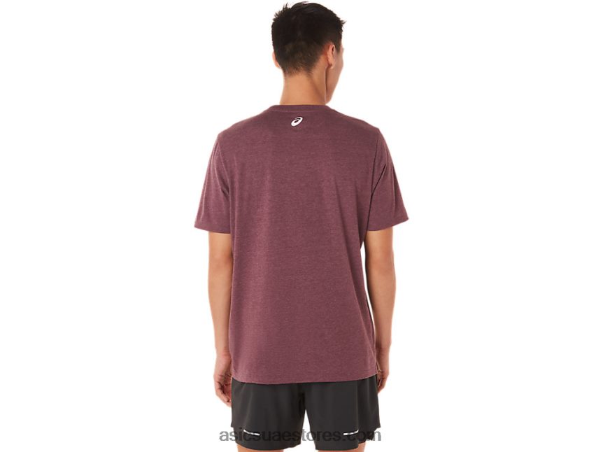 Asics هيذر المريخ العميق قصيرة الأكمام تشغيل تي شيرت 2N24DJ1462