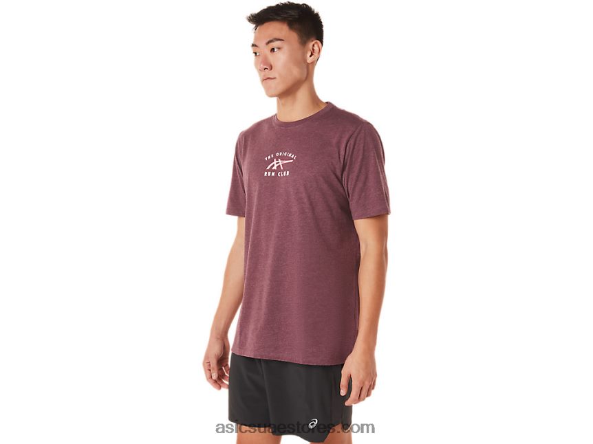 Asics هيذر المريخ العميق قصيرة الأكمام تشغيل تي شيرت 2N24DJ1462