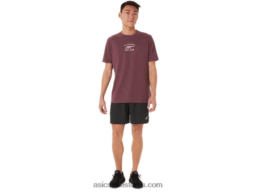 Asics هيذر المريخ العميق قصيرة الأكمام تشغيل تي شيرت 2N24DJ1462