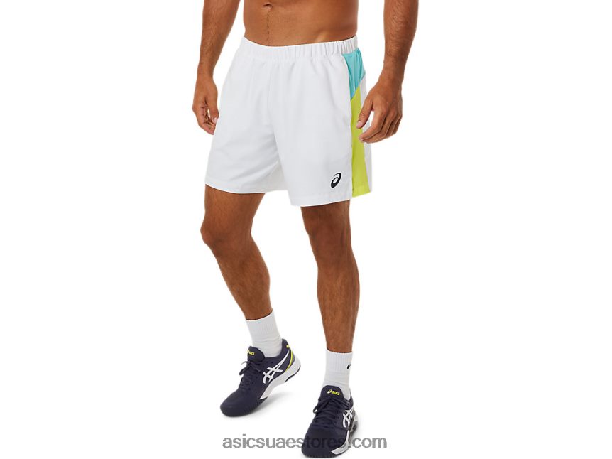 Asics أبيض لامع كتلة اللون المحكمة الرجال قصيرة 2N24DJ1480