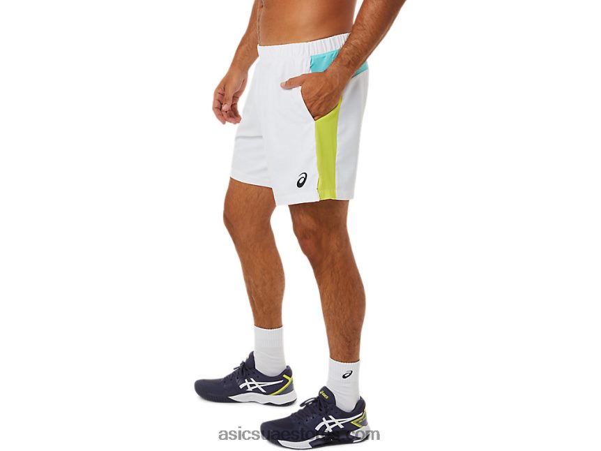 Asics أبيض لامع كتلة اللون المحكمة الرجال قصيرة 2N24DJ1480