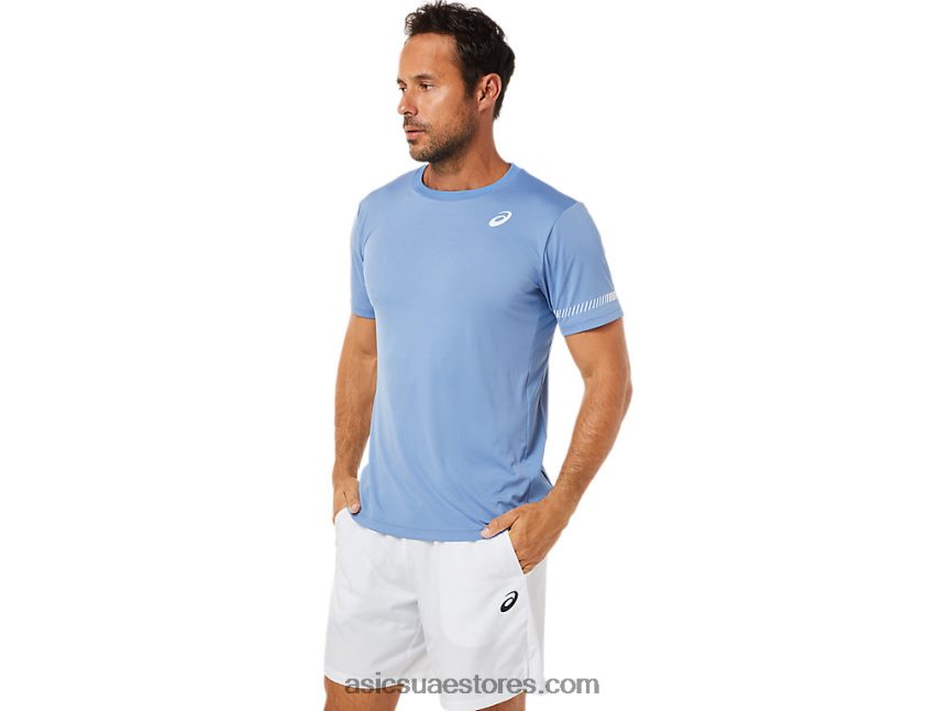 Asics الانسجام الأزرق الرجال قصيرة الأكمام المحملة 2N24DJ1513