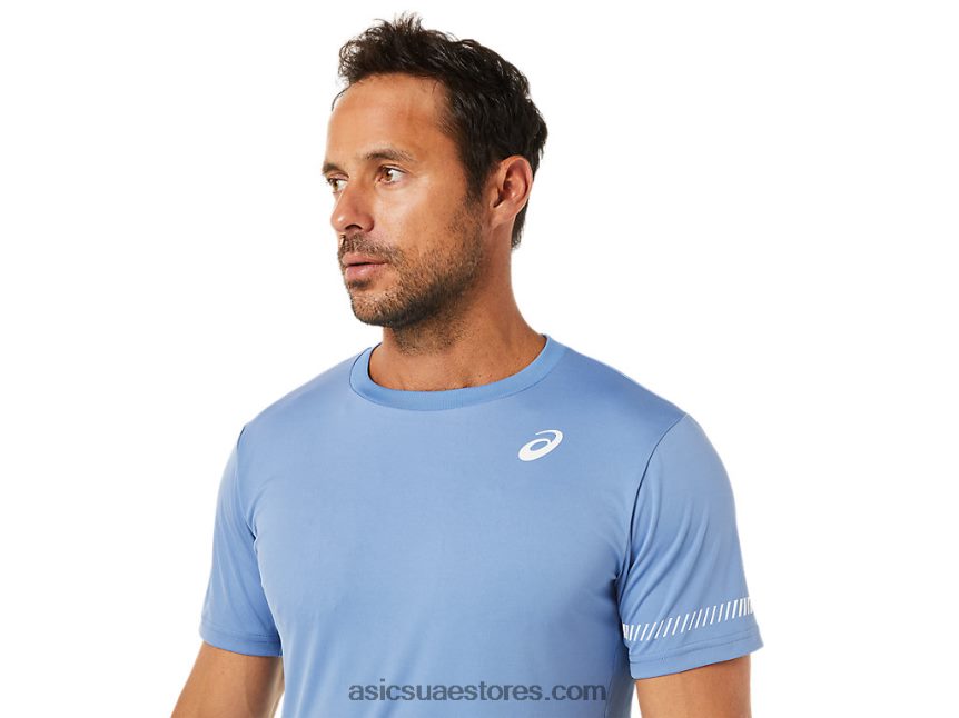 Asics الانسجام الأزرق الرجال قصيرة الأكمام المحملة 2N24DJ1513