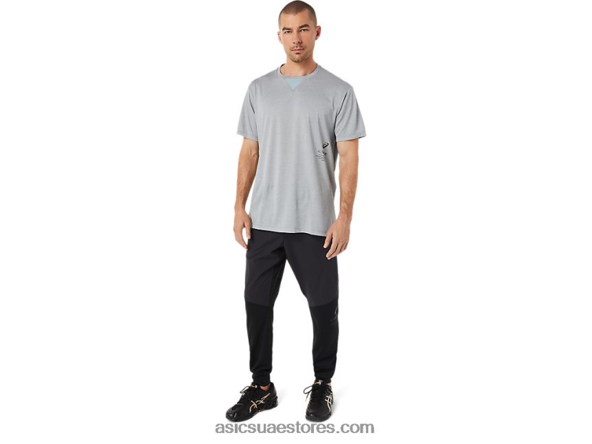 Asics هيذر الصخر الصخري قميص جاكار أكتيبريز للرجال بأكمام قصيرة 2N24DJ1515