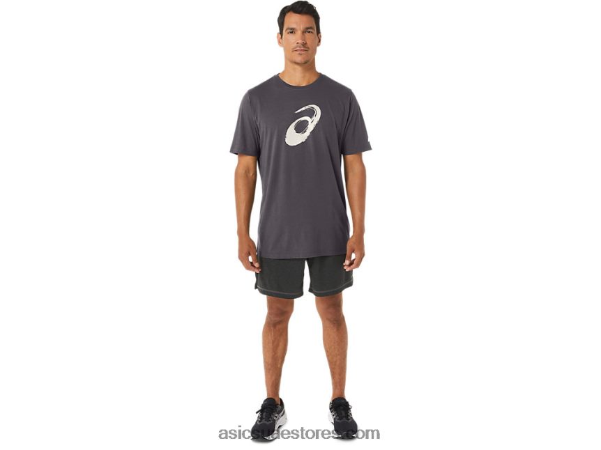 Asics هيذر رمادي غامق فرشاة الرسم قصيرة الأكمام المحملة 2N24DJ158