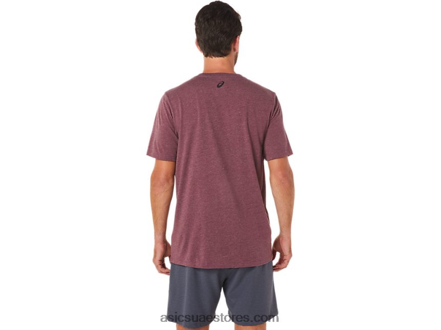 Asics هيذر المريخ العميق قصيرة الأكمام ارتفاع المحملة شعار 2N24DJ1607