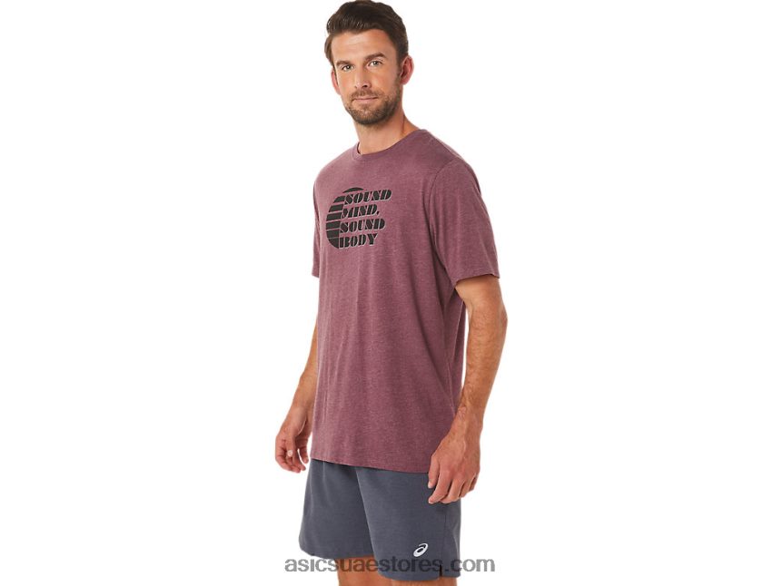 Asics هيذر المريخ العميق قصيرة الأكمام ارتفاع المحملة شعار 2N24DJ1607
