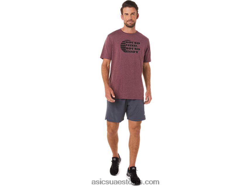 Asics هيذر المريخ العميق قصيرة الأكمام ارتفاع المحملة شعار 2N24DJ1607