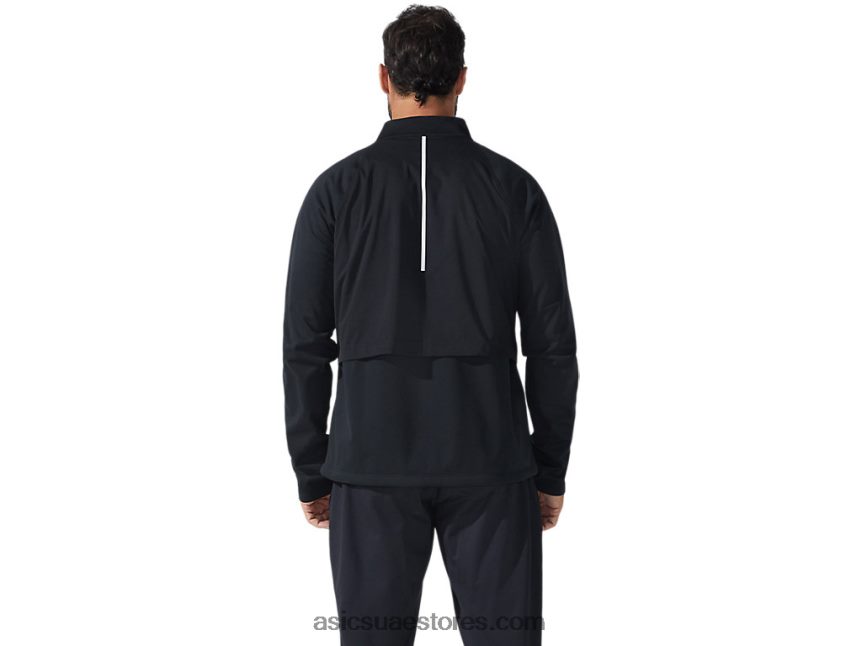 Asics أسود الأداء سترة بسحاب كامل للرجال 2N24DJ1644
