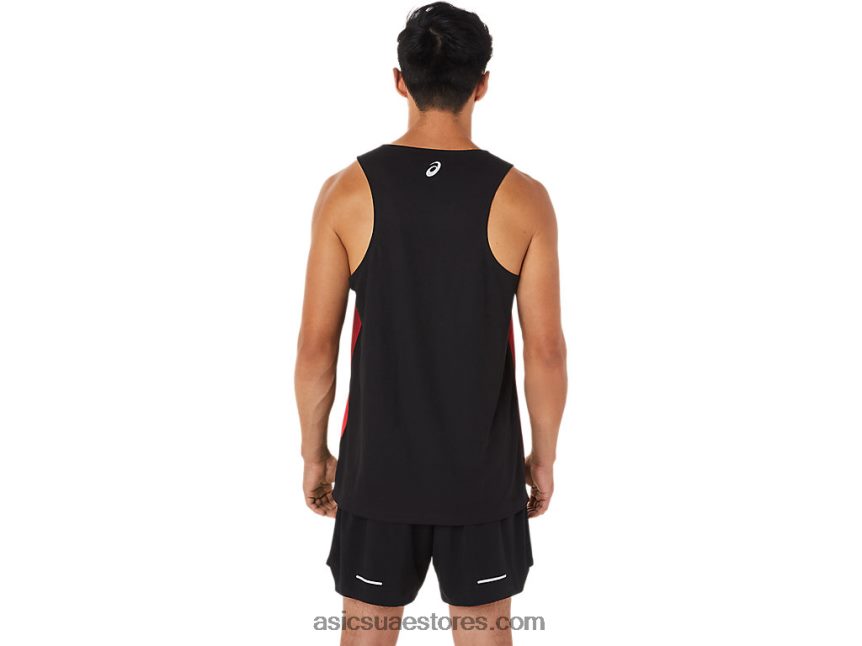 Asics أحمر كهربائي القميص الرجالي 2N24DJ1648