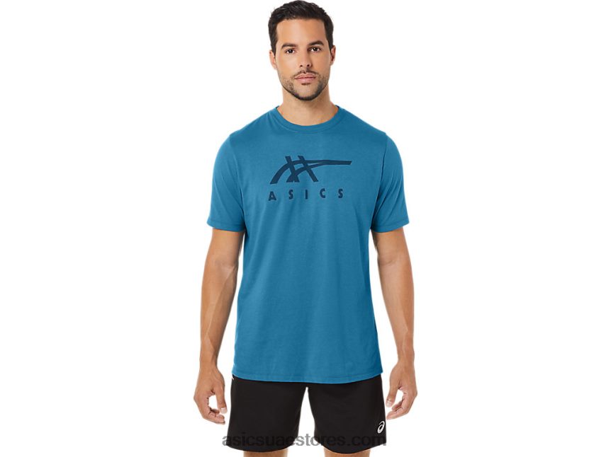 Asics هيذر الجزيرة الزرقاء كم قصير شريطية 2N24DJ166