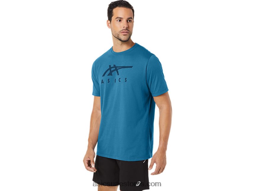 Asics هيذر الجزيرة الزرقاء كم قصير شريطية 2N24DJ166