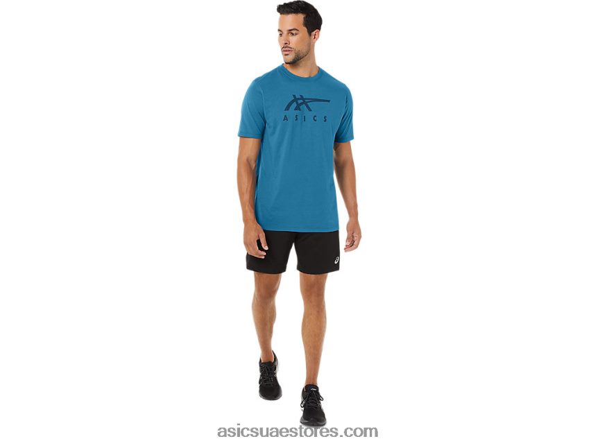 Asics هيذر الجزيرة الزرقاء كم قصير شريطية 2N24DJ166