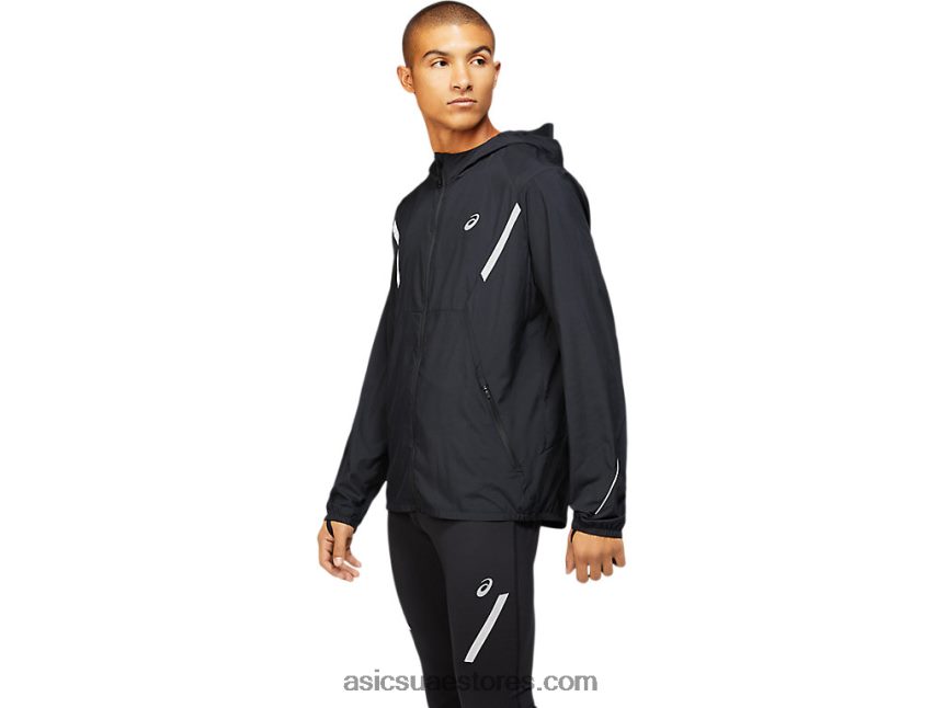 Asics أسود الأداء سترة الرجال لايت المعرض الصلبة 2N24DJ1670