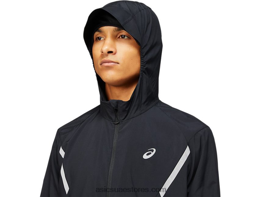 Asics أسود الأداء سترة الرجال لايت المعرض الصلبة 2N24DJ1670