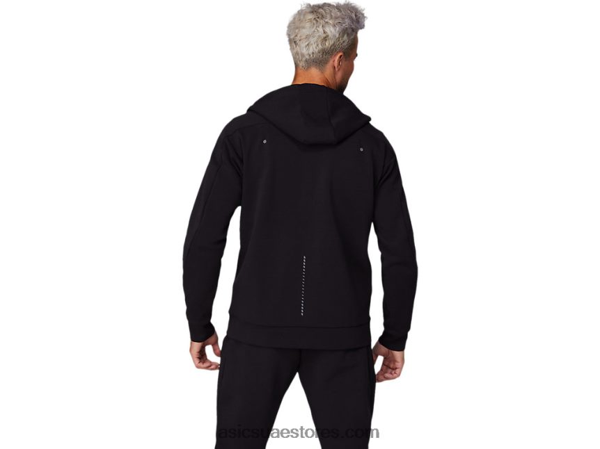 Asics أسود الأداء الرجال التنقل متماسكة كامل الرمز البريدي هوديي 2N24DJ1679