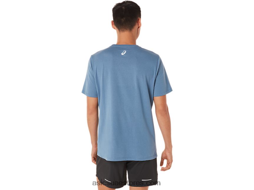 Asics العاصفة الزرقاء قصيرة الأكمام تشغيل تي شيرت 2N24DJ1700