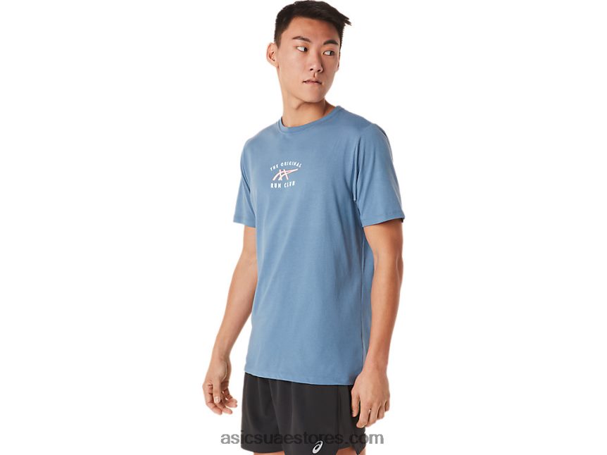 Asics العاصفة الزرقاء قصيرة الأكمام تشغيل تي شيرت 2N24DJ1700