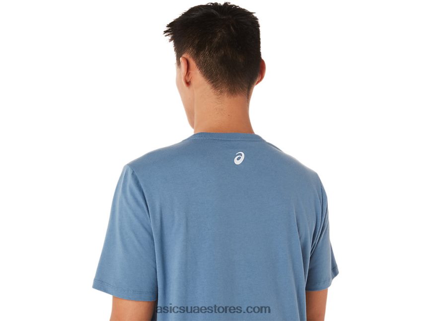 Asics العاصفة الزرقاء قصيرة الأكمام تشغيل تي شيرت 2N24DJ1700