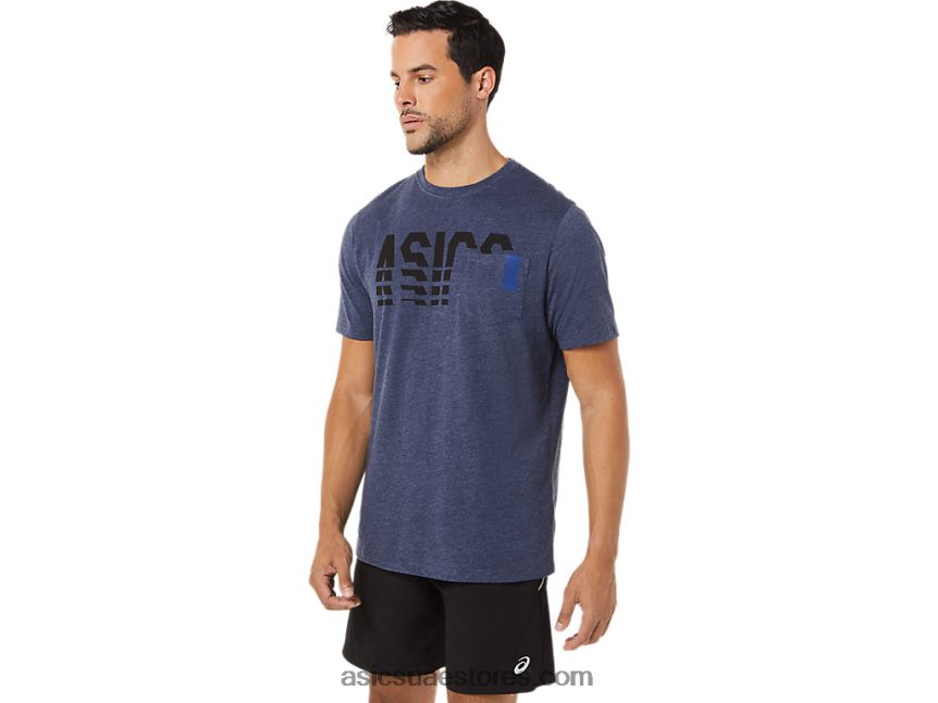 Asics هيذر الطاووس كم قصير مخطط المحملة جيب 2N24DJ1731