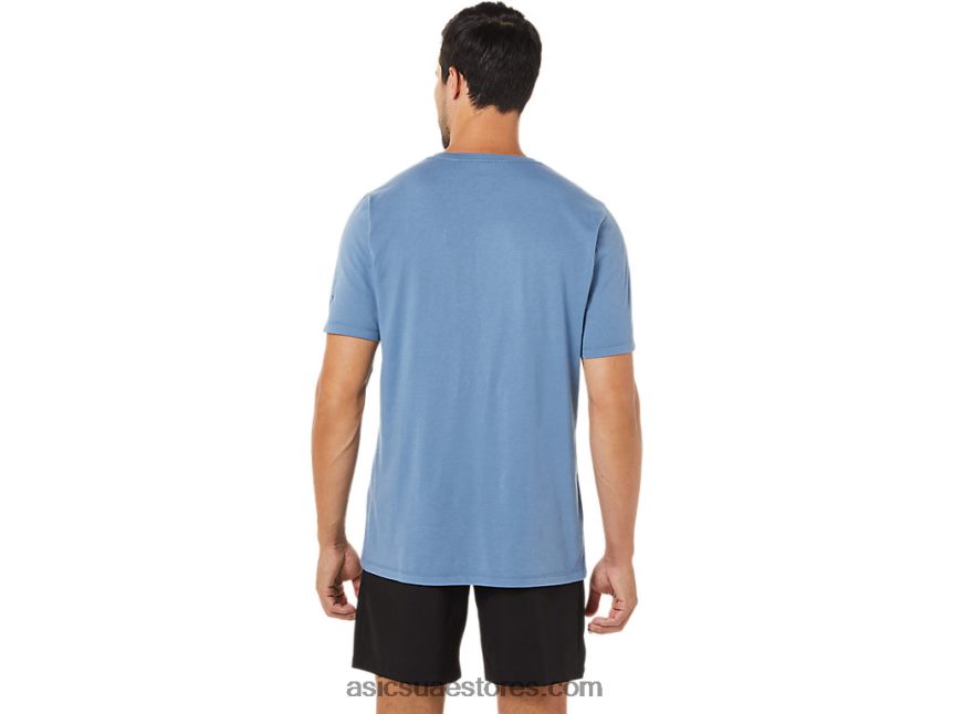 Asics العاصفة الزرقاء فرشاة الرسم قصيرة الأكمام المحملة 2N24DJ1742