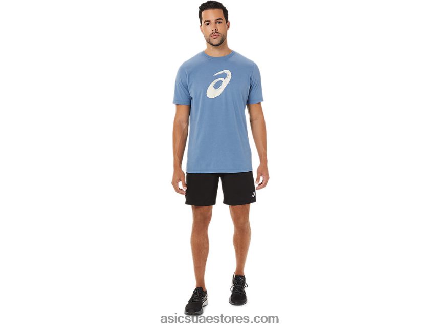 Asics العاصفة الزرقاء فرشاة الرسم قصيرة الأكمام المحملة 2N24DJ1742