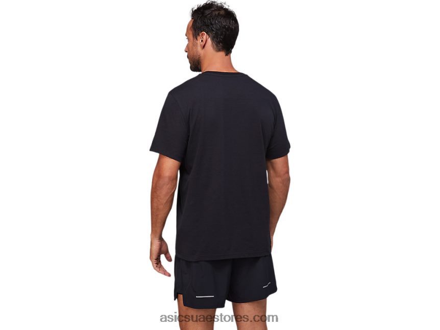 Asics أسود الأداء بلوزة بأكمام قصيرة برسومات 2N24DJ1757