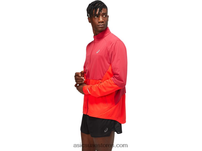 Asics بورجوندي / أحمر كهربائي سترة تهوية رجالية 2N24DJ1783