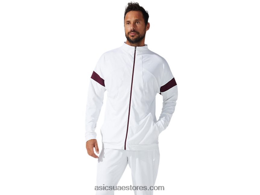 Asics أبيض لامع / المريخ العميق سترة رياضية رجالية 2N24DJ1785