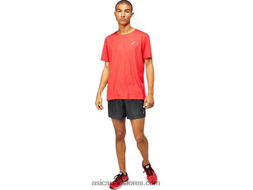 Asics أحمر كهربائي قميص رجالي بأكمام قصيرة للتهوية 2N24DJ1799