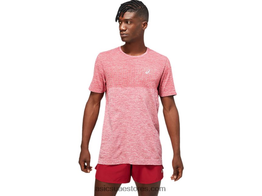 Asics بورجوندي سباق الرجال سلس كم قصير 2N24DJ1806
