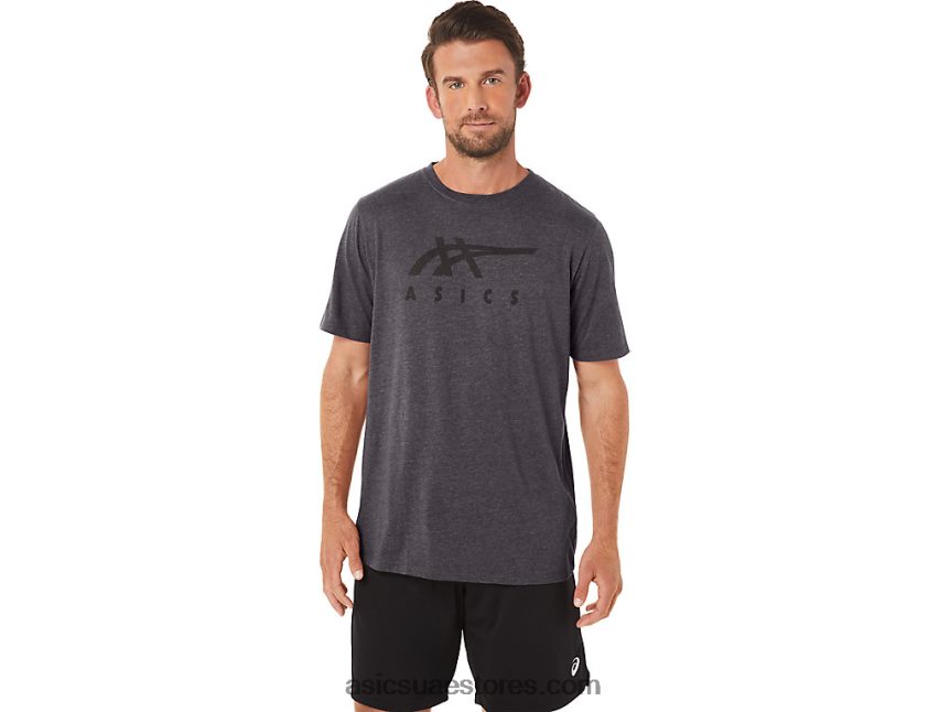 Asics هيذر رمادي غامق كم قصير شريطية 2N24DJ19