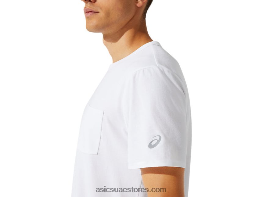 Asics أبيض لامع جيب مرقع للرجال بأكمام قصيرة 2N24DJ1954