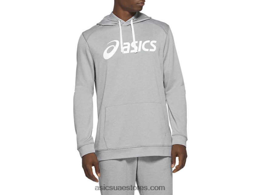 Asics صفيحة هيذر الصخري / أبيض هودي فرنسي تيري للرجال 2N24DJ1971