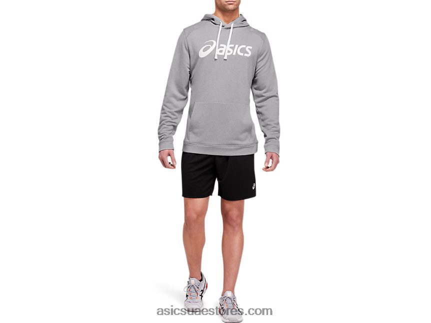 Asics صفيحة هيذر الصخري / أبيض هودي فرنسي تيري للرجال 2N24DJ1971