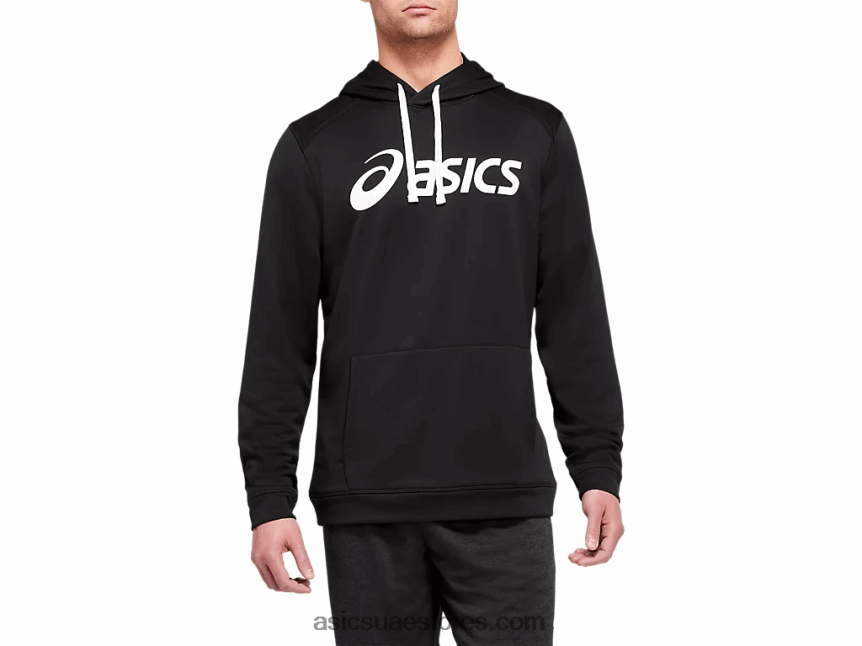 Asics أداء أسود / أبيض هودي فرنسي تيري للرجال 2N24DJ1985