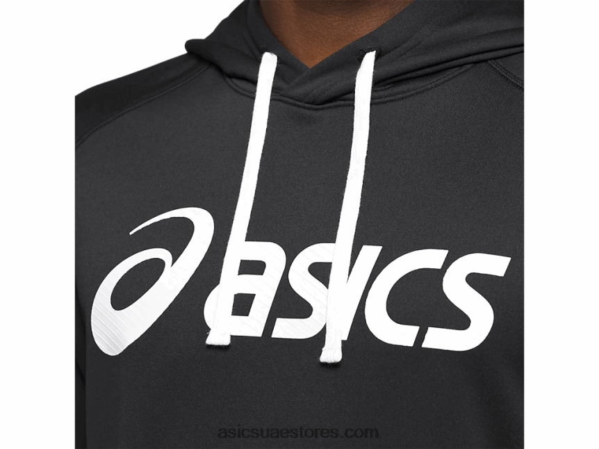 Asics أداء أسود / أبيض هودي فرنسي تيري للرجال 2N24DJ1985