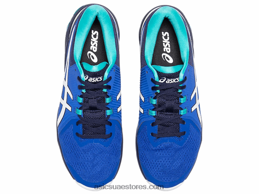 Asics أزرق أبيض جل انزلاق الرجال بالطبع 2N24DJ1990