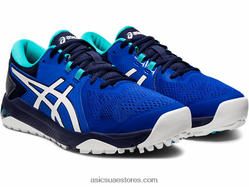 Asics أزرق أبيض جل انزلاق الرجال بالطبع 2N24DJ1990
