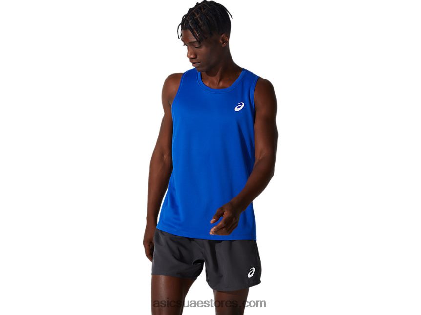 Asics أزرق القميص الفضي للرجال 2N24DJ2001