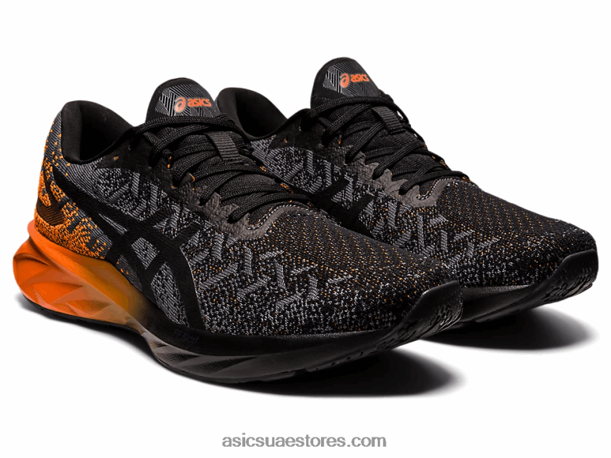 Asics أسود / برتقالي القطيفة دينابلاست 2N24DJ2002