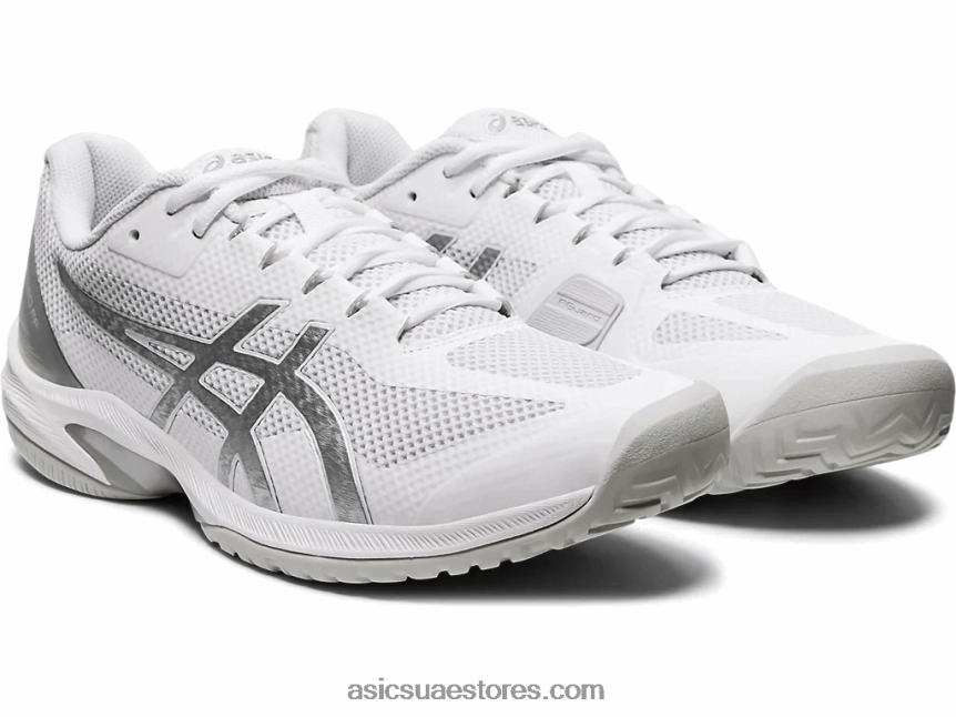 Asics أبيض / فضي نقي سرعة المحكمة وما يليها 2N24DJ2009